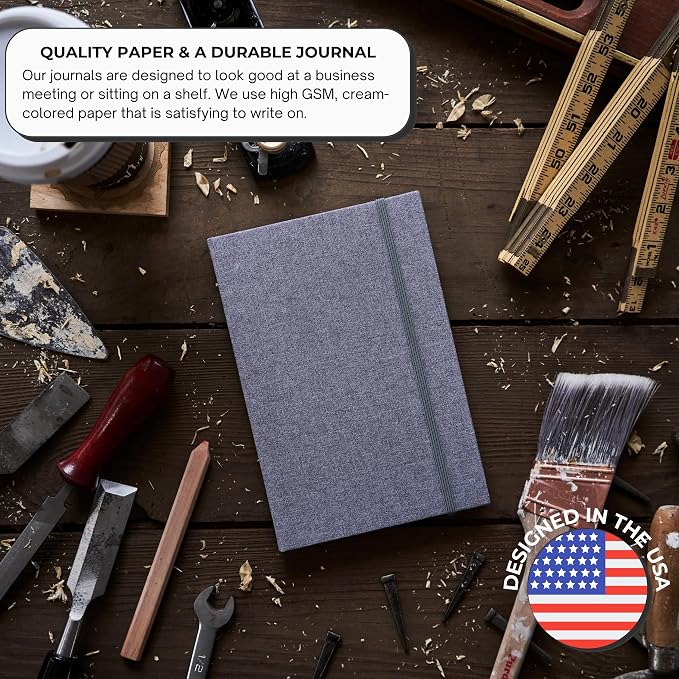 Portage Blank Hardcover Aesthetic Notebook Writing Journal – Bleed-Proof Paper Notepad for Journaling, High GSM, A5 Notebook, Cream Pages - Slate, 6 x 8.5 Inches, 224 Pages