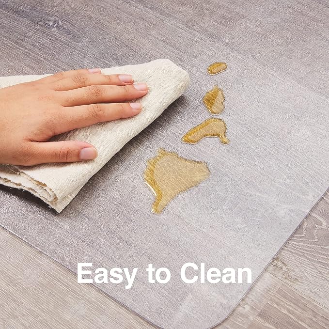 Staples Office Chair Mat, Clear Floor Mats with Lip, Hard Floors, Textured Underside, Extended Under-Desk Coverage, 53 x 45 Inch, Smooth Glide
