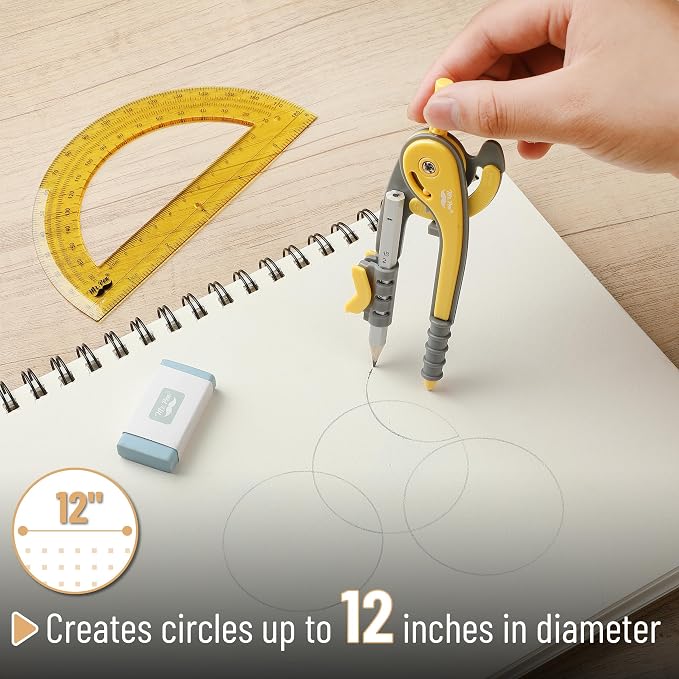 Mr. Pen- Geometry Compass and Protractor Set, 6 Inch Compass | 6 Inch Protractor, Drawing Tool for School, Clear Plastic, Easy Grip, Precision Design for Math, Art, Drafting, Architecture