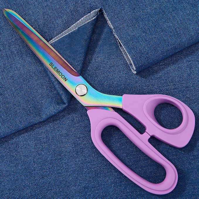 10" Scissors All Purpose, Heavy Duty Office Scissors | Sharp Blades and Comfort Grip Handle,Suit for Fabric Cutting, Clothing Craft & Sewing Projects, Light Purple