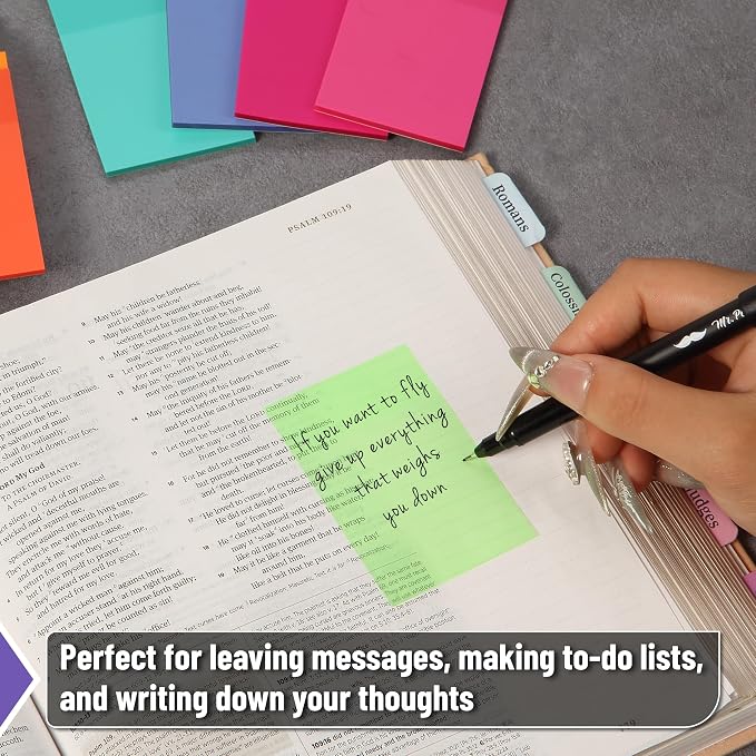 Mr. Pen- Transparent Sticky Notes, 3" x 2", 20 Pads, 1000 Sheets | Colorful & Clear, See Through Self-Adhesive Notes Bulk for Bible Journaling and Studying, Water-Resistant, Clean Removal