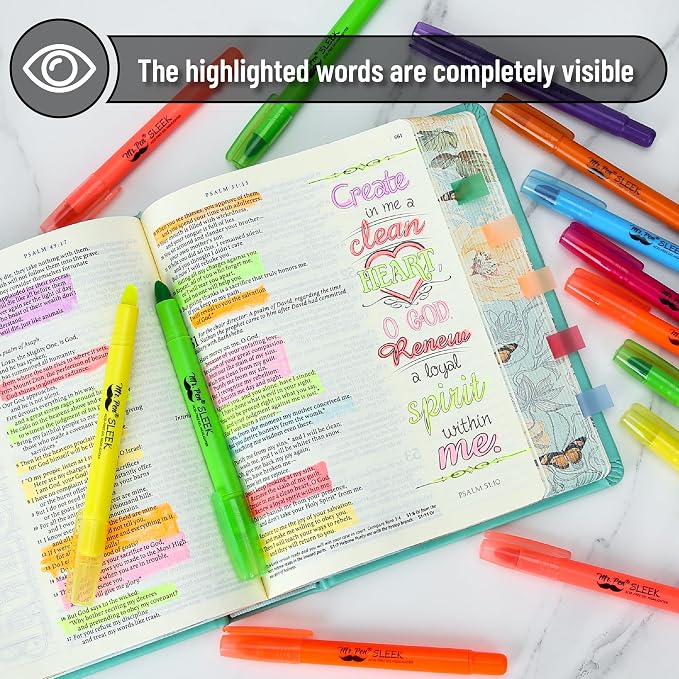Mr. Pen- No Bleed Gel Highlighters, Vibrant Colors, 20 Pack | Bible Highlighters and Pens No Bleed, Bible Markers for Study, Journaling, School Supplies and Accessories