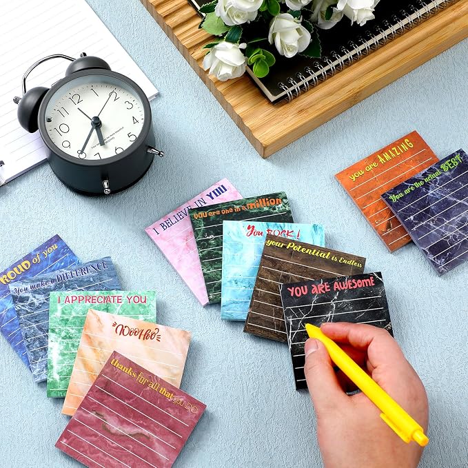 Yinder 24 Pcs Sticky Notes Gifts Bulk,Appreciation,Marble Color