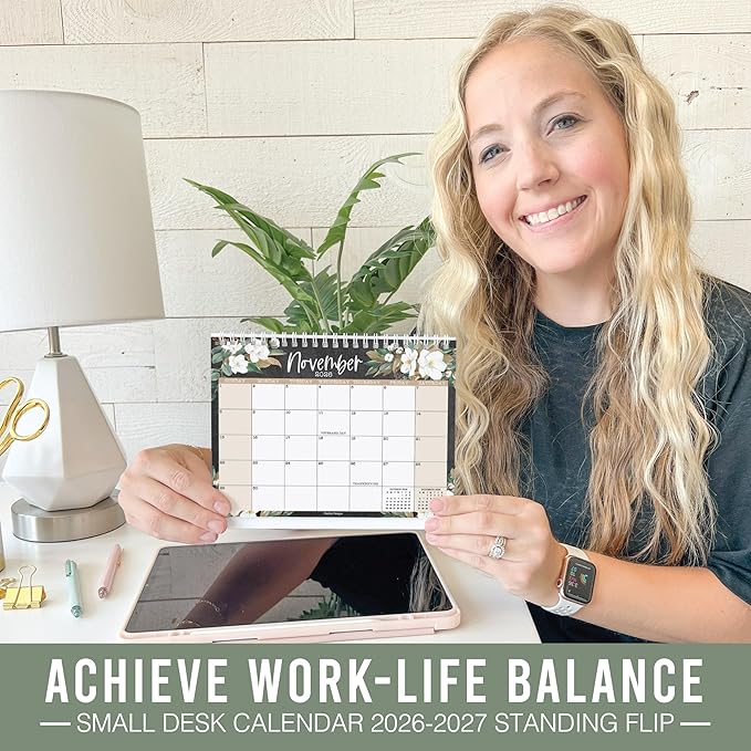 Small Desk Calendar 2026-2027 Standing Flip - 18-Month 2026 Desk Calendar Small for Home, Office & School, Standing Desks Calendars 2026-2027, Mini Desks Calendars, Back to School Teacher Gifts