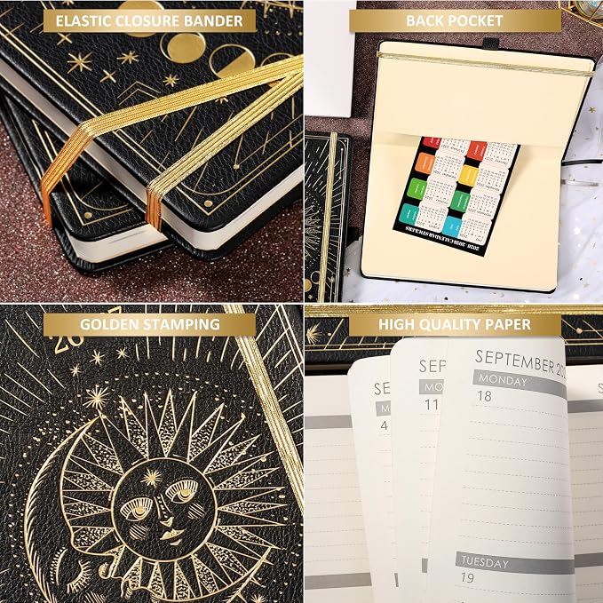 2026-2027 Planner - Academic Planner 2026-2027, Jul 2026 - Jun 2027, 5.75" x 8.25", 26-27 Weekly Monthly Planner, Faux Leather Planne-r 26-27 with Back Pocket & 40 Notes Pages - The Sun and Moon
