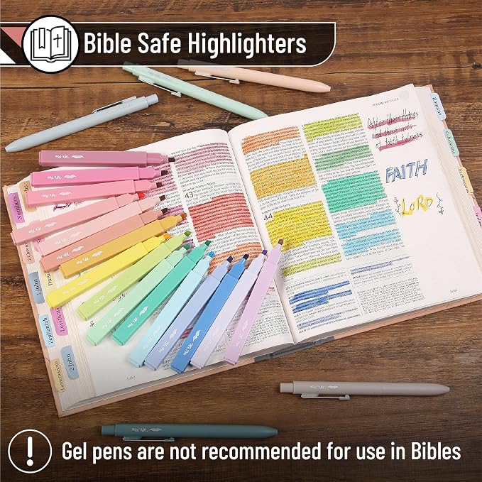 Mr. Pen- Aesthetic Highlighters and Gel Pens, 22 Pack | Assorted Colors Bible Highlighters No Bleed, Fine Point 0.5mm Black Ink Gel Pens, Fast Dry and No Smear for Bible Journaling