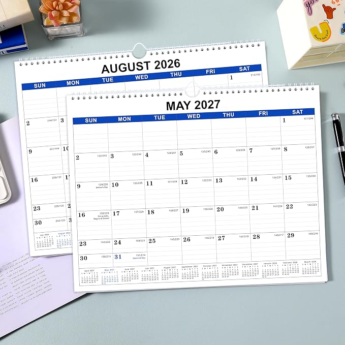 2026-2027 Wall Calendar - 18 Months Wall Calendar, Jul 2026 - Dec 2027 | 15" x 11.5", Large Writing Blocks, Built-In Hanging Hook, Marked US Federal Holidays for Home Office Family Use