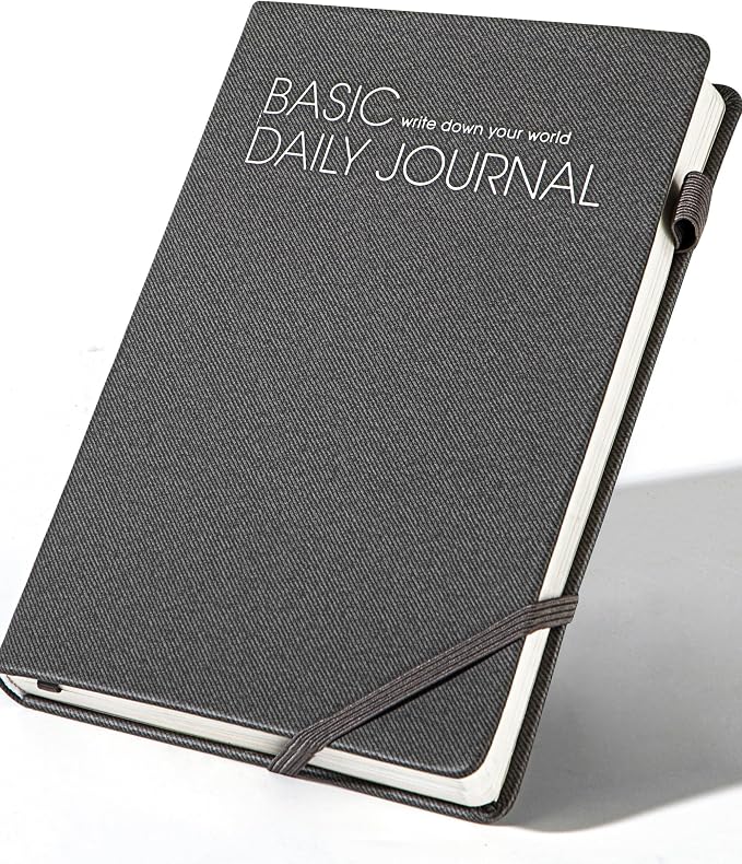 CAGIE Lined Journal Notebook for Work 256 Pages Hardcover Journals for Writing with Pen Loop A5 Daily Journaling Notebooks with Pocket, 5.7" x 8.3", Grey