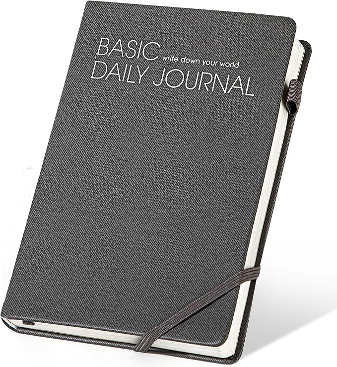 CAGIE Lined Journal Notebook for Work 256 Pages Hardcover Journals for Writing with Pen Loop A5 Daily Journaling Notebooks with Pocket, 5.7" x 8.3", Grey