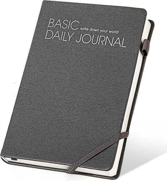 CAGIE Lined Journal Notebook for Work 256 Pages Hardcover Journals for Writing with Pen Loop A5 Daily Journaling Notebooks with Pocket, 5.7" x 8.3", Grey