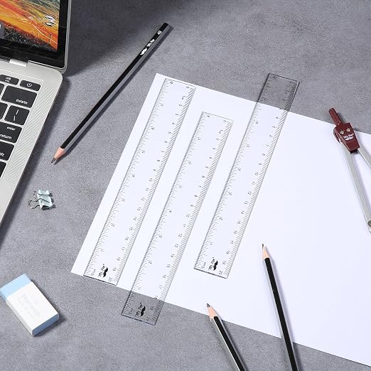 Mr. Pen- Plastic Ruler, 8 Inch, 3 Pack, Easy-to-Read Markings | Scratch-Resistant Design, Durable Clear Rulers for Crafting Office & School, School Supplies