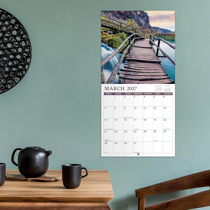 Calendar 2026-2027 - 2026-2027 Wall Calendar 18 months from Jul. 2026 - Dec. 2027, 12" x 24" (Open), Scenic Path Wall Calendars 2026 with Thick Paper