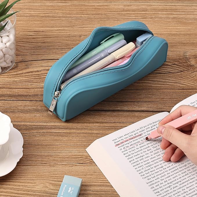 Mr. Pen- Silicone Pencil Case, Aesthetic Pencil Bag for Women, Makeup Pouch | Multifunctional Pouch for Stationery, Cosmetics and Electrical Goods Storage