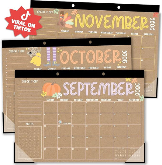 Hadley Designs Large Teacher Desk Calendar 2026-2027 - Desktop Calendar 2026, 18-Month Academic Desk Calendars for School, Home & Office, Cute Classroom Must Haves, Back to School Teacher Gifts