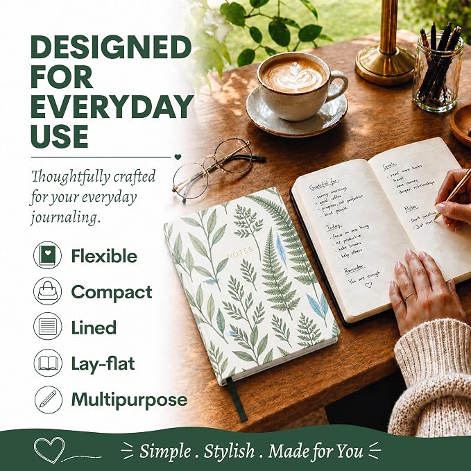 WORLD TRAVELER Eccolo A5 Hardbound Journal Notebook 256 Ivory Lined Pages | Sturdy Flexible Hardcover, 80GSM Acid-Free Ivory Pages, Smyth-Sewn Lay-Flat Binding, Ribbon Bookmark
