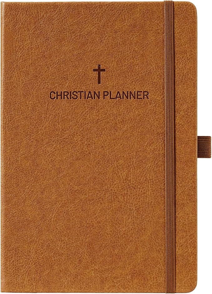 2027 Planner - Christian Planner 2027, JAN. 2027 - DEC. 2027, 5.7" x 8.4" | 2027 Weekly Monthly Planner with Stickers, Daily Bible Planner 2027, Pen Holder, Back Pocket, Leather Hardcover - Brown