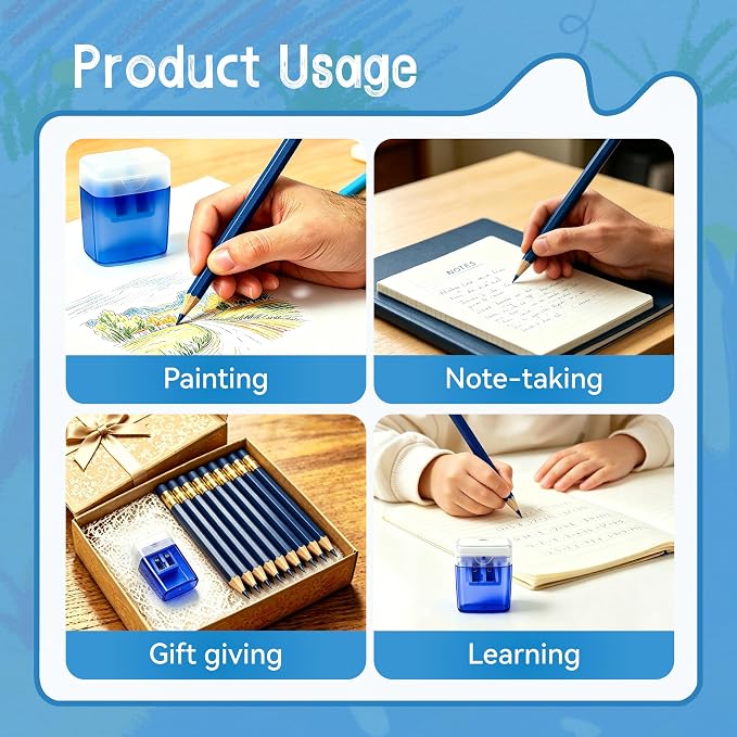 12 Pcs Blue Pencils with Eraser for Kids HB Erasable Pencils Pre-Sharpened Professional Wooden Pencils Set with Smooth Lead Cores, Ideal for School Drawing, Sketching, Coloring and Creative Projects