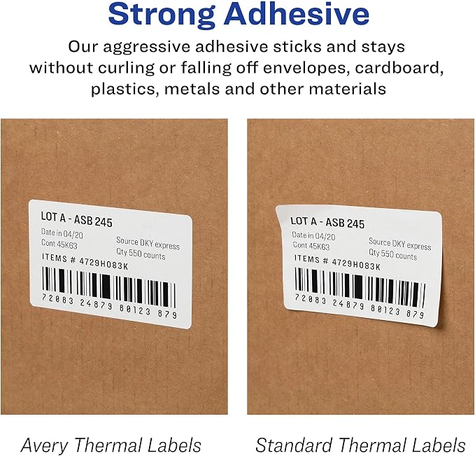 Avery Direct Thermal Address Labels, 1-1/8" x 3-1/2", White, Comparable to DYMO 30251, 130 Blank Labels per Roll, 2 Rolls, 260 Total (4150)