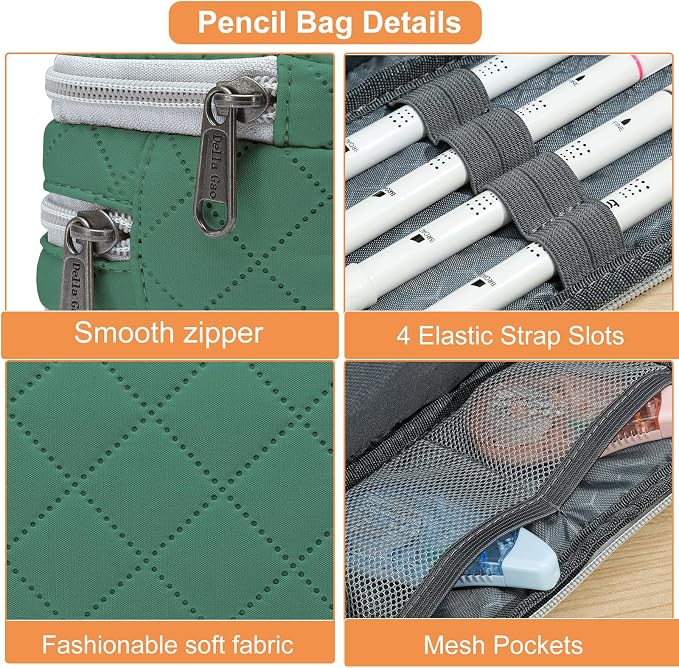 Della Gao Large Pencil Case, Big Capacity Pencil Pouch with 3 Compartments, Office Pencil Bag with Zipper, Big Pen Case for Adults (01-3ALLG)