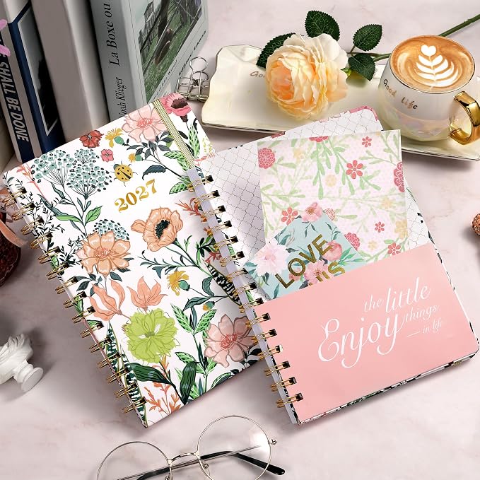 2027 Planner – Weekly ＆ Monthly Planner 2027, Jan. 2027 – Dec. 2027, 6.4" x 8.5" with Tabs, Flexible Hardcover, Thick Paper, Strong Twin-Wire Binding, Back Pocket, Inspirational Quotes ＆ Notes