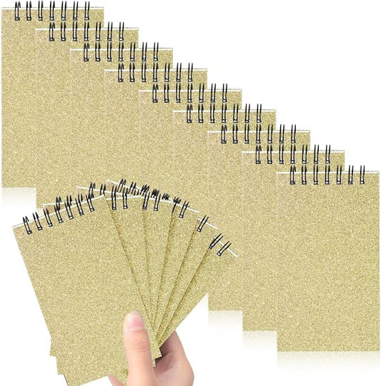 Tenceur 18 Pcs Pocket Notebook Small 3x5 Inch Glitter Gold Top Spiral Notepads Bound Notebook with Lined 120 Pages Mini Memo Pads for Office College Nurse Essentials Back to School Gift