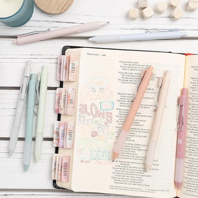 BLIEVE Bible Pens No Bleed Through Thin Pages, Pastel Gel Pens, 8 Pack | Fast Dry Ink, Matte Finish, Smooth Writing,No Bleed, For Journaling, Bible Notes, Drawing - Colored Ink
