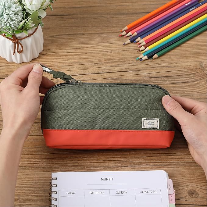 Mr. Pen- Wide-Opening Pencil Case, Triangle Design | Compact & Spacious Pencil Cases with 5 Mesh Pockets, Bag Pouch, Box Organizer for Students, School Supplies, Aesthetic Supply