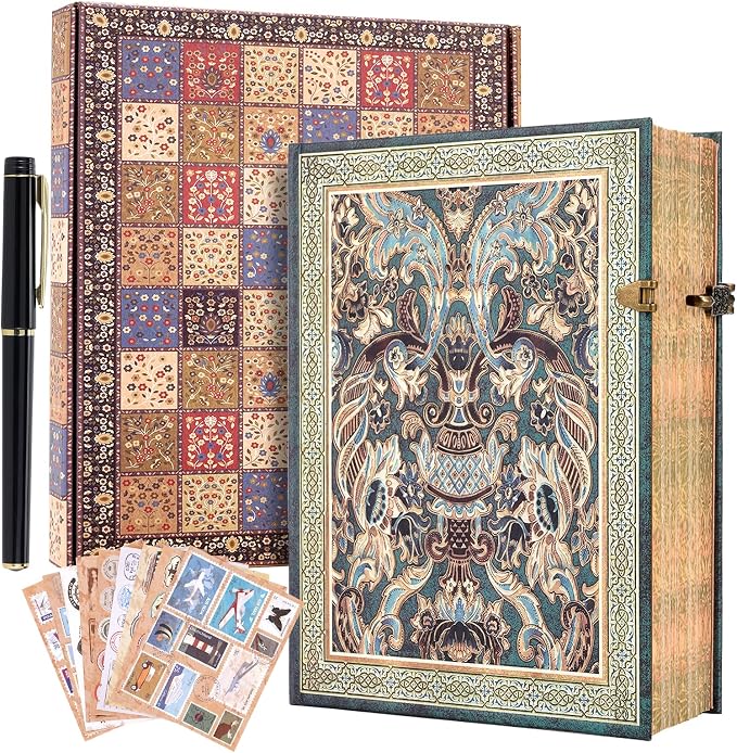 3D Blue Qimeng Graphic Hot Stamping,Deep Blue Background with Golden Totem,192 pages of horizontal inner pages,envelope pocket,student notes,travel diary,wedding anniversary.