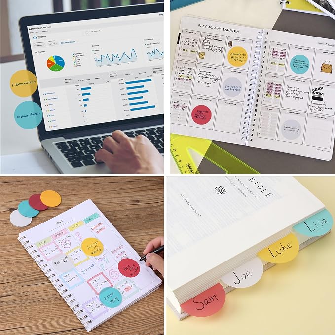 Mr. Pen- Round Transparent Sticky Notes, 1.8”, 4 Pads with Black Fineliner | 200 Sheets, Smooth Writing, Water-Resistant, Clean Removal, Easy-Peel Sticky Notes for Bible Journaling & Planning