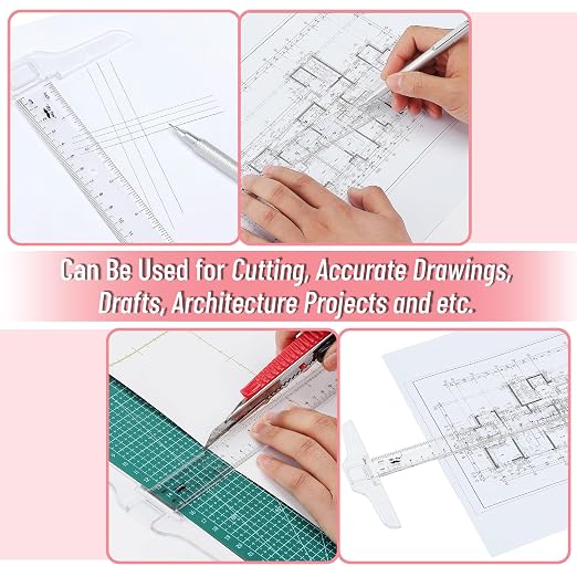 Mr. Pen- 12 Inches Plastic T Square Ruler, 3 Pack | Drafting T Square Transparent, T Ruler for Crafting, T Ruler Clear