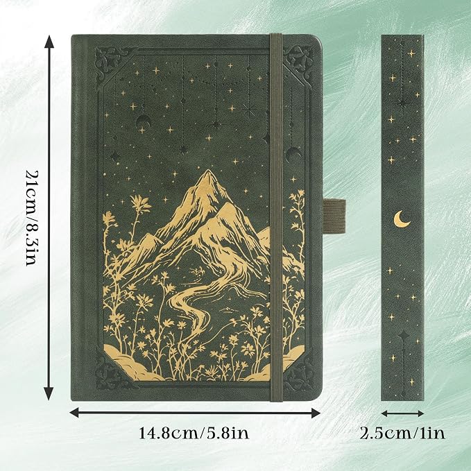 MGGAO Lined Journal Notebook for Women Men, A5 Aesthetic Notebook | 316 Numbered Pages, Golden Edges, Faux Leather, College Ruled, Hardcover, for Writing, Note Taking, School & Office