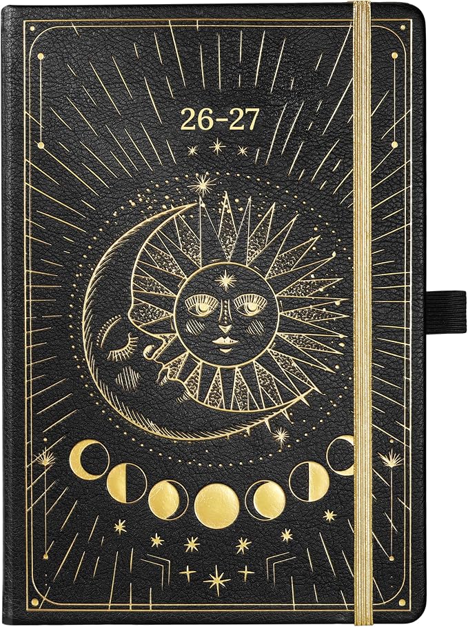 2026-2027 Planner - Academic Planner 2026-2027, Jul 2026 - Jun 2027, 5.75" x 8.25", 26-27 Weekly Monthly Planner, Faux Leather Planne-r 26-27 with Back Pocket & 40 Notes Pages - The Sun and Moon