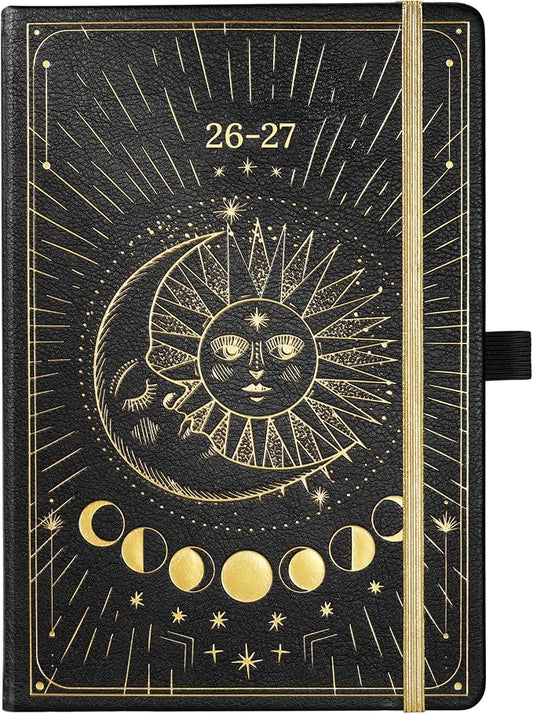 2026-2027 Planner - Academic Planner 2026-2027, Jul 2026 - Jun 2027, 5.75" x 8.25", 26-27 Weekly Monthly Planner, Faux Leather Planne-r 26-27 with Back Pocket & 40 Notes Pages - The Sun and Moon