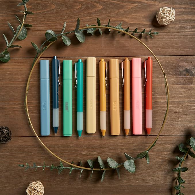BLIEVE - Aesthetic Highlighters and Gel Pens With Soft Ink and Chisel Tip, Bible Highlighters and Pens No Bleed, Dry Fast Easy to Hold, for Bible Journaling Planner School Supplies (VINTAGE)