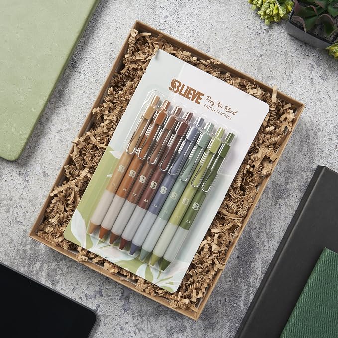 BLIEVE Gel Pens - Earthy, Matte Finish, Smooth Writing, No Bleed - For Journaling, Bible Notes, Drawing - Cute School Supplies, 8 Pack | Fast Dry Ink, Matte Finish, Smooth Writing,No Bleed, For Journaling, Bible Notes, Drawing - Colored Ink