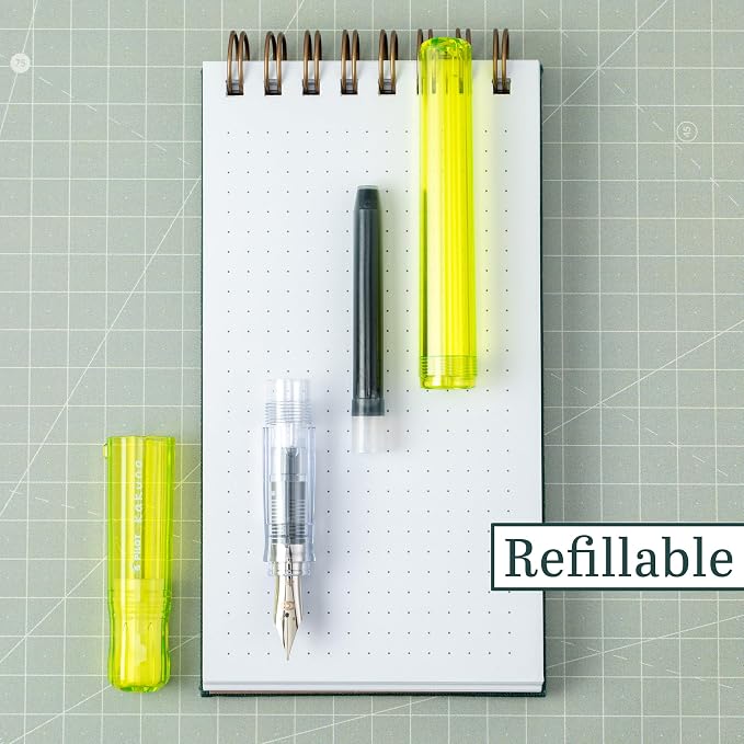 PILOT Kakuno Fountain Pen, Translucent Green Barrel, Fine Nib