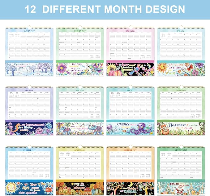 Wall Calendar 2026-2027 - Jul 2026 - Dec. 2027, 18 Monthly Calendar 2026-2027 with Pockets, 12" x 12", with Ample Ruled Space, Holidays, 2-Sided Pockets, 12 Seasonal Calendar, Great for Home & Office