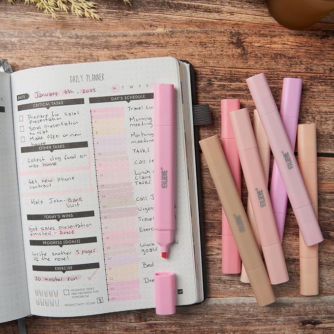 BLIEVE Bible Highlighters No Bleed Through, Pastel Colors, Dual Tip, 8 Pack | Aesthetic Cute Highlighters, Chisel Tip & Fine Point For Bible & Journaling, Back To School Supplies