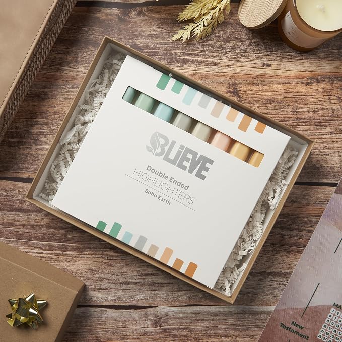 BLIEVE Bible Highlighters No Bleed Through, Pastel Colors, Dual Tip, 8 Pack | Aesthetic Cute Highlighters, Chisel Tip & Fine Point For Bible & Journaling, Back To School Supplies