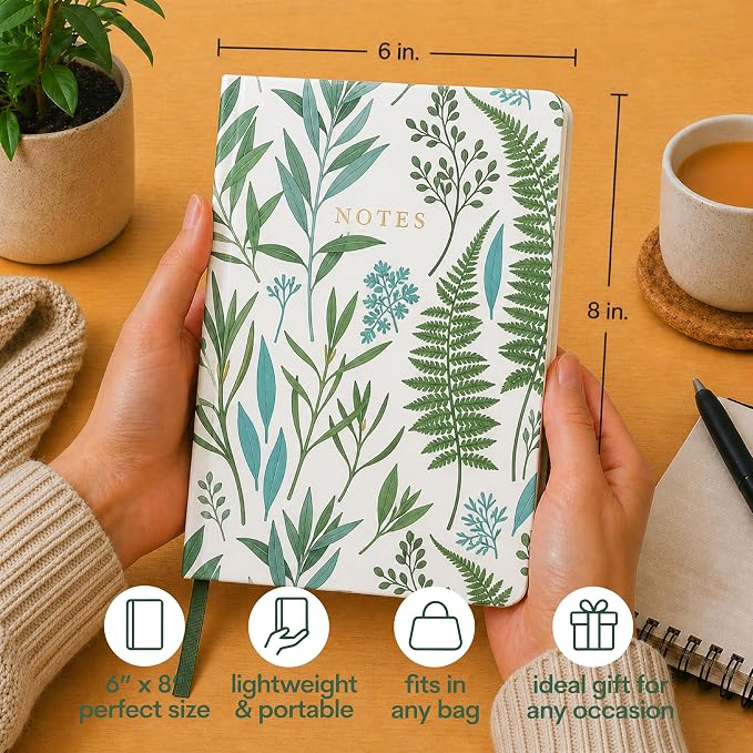 WORLD TRAVELER Eccolo A5 Hardbound Journal Notebook 256 Ivory Lined Pages | Sturdy Flexible Hardcover, 80GSM Acid-Free Ivory Pages, Smyth-Sewn Lay-Flat Binding, Ribbon Bookmark