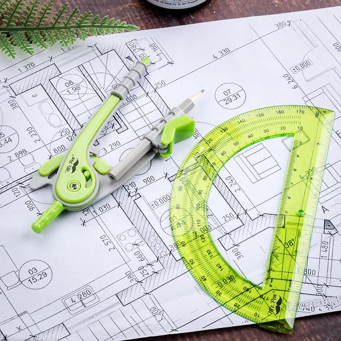 Mr. Pen- Geometry Compass and Protractor Set, 6 Inch Compass | 6 Inch Protractor, Drawing Tool for School, Clear Plastic, Easy Grip, Precision Design for Math, Art, Drafting, Architecture