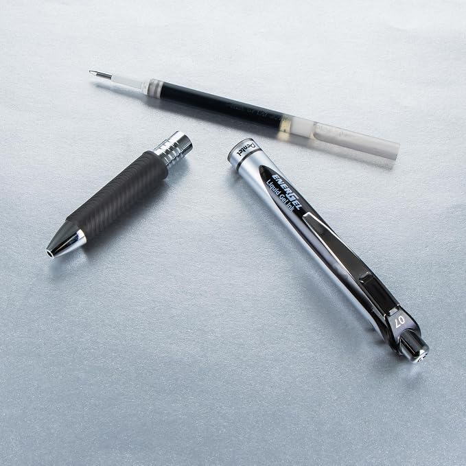 Pentel EnerGel RTX Liquid Gel Ink Pens, (0.7mm), Medium Line, Black Ink, Pack of 3 (BL77BP3A)