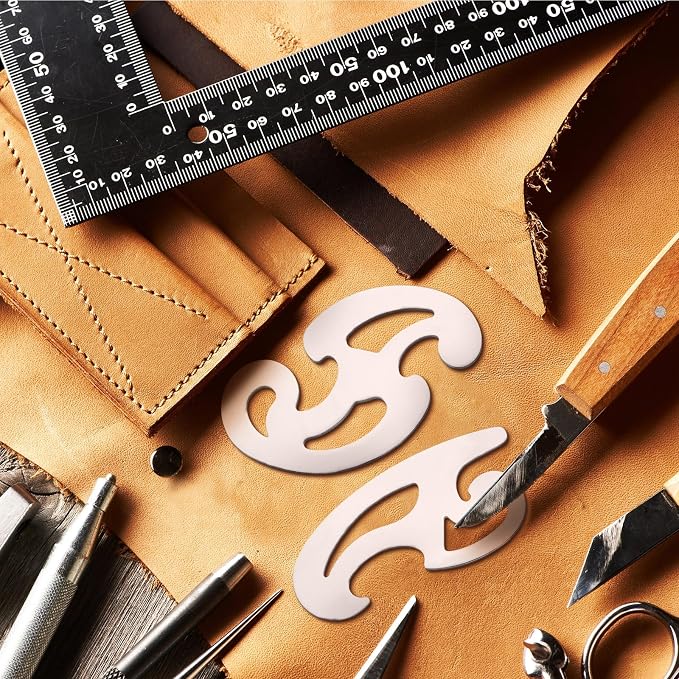 Fulmoon 3 Pcs Stainless Steel French Curve Ruler for Sewing Tools Metal Drafting Stencils Reusable Drafting Templates Drawing Ruler for Leather Craft Professional Drawing Rulers