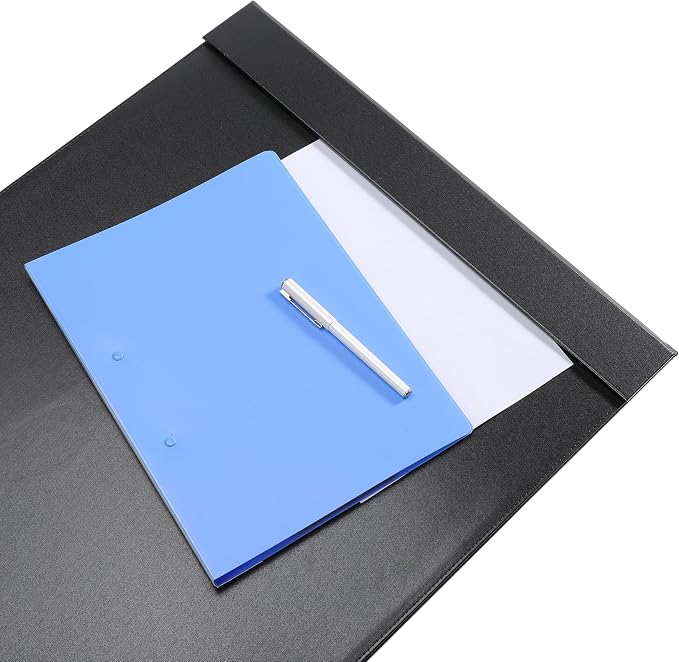 30" x 18" Leather Desk Blotter with Side Rails for Writing Leather Executive Desk Pad Protector Desk Mat for Office Home Workplace Black