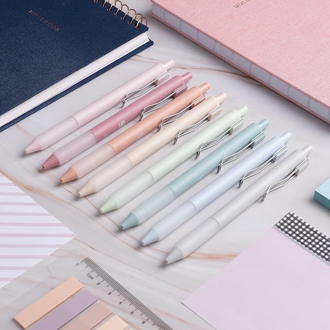 BLIEVE Bible Pens No Bleed Through Thin Pages, Pastel Gel Pens, 8 Pack | Fast Dry Ink, Matte Finish, Smooth Writing,No Bleed, For Journaling, Bible Notes, Drawing - Colored Ink