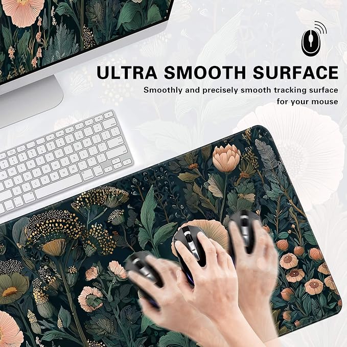 Desk Cover Mat, Cute XXL Large Mouse Pad, Computer Laptop Mat Desk Decor for Office Game Home 31.5 X 15.7 Inch (Black Weeds)