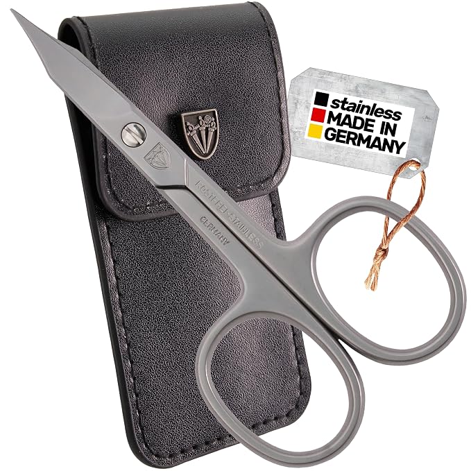 3 Swords Germany - brand quality STAINLESS STEEL INOX CURVED COMBINED CUTICLE & NAIL SCISSORS (1 PIECE) with case for manicure pedicure - nail care by 3 Swords - Made in Germany
