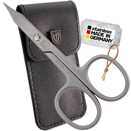 3 Swords Germany - brand quality STAINLESS STEEL INOX CURVED COMBINED CUTICLE & NAIL SCISSORS (1 PIECE) with case for manicure pedicure - nail care by 3 Swords - Made in Germany