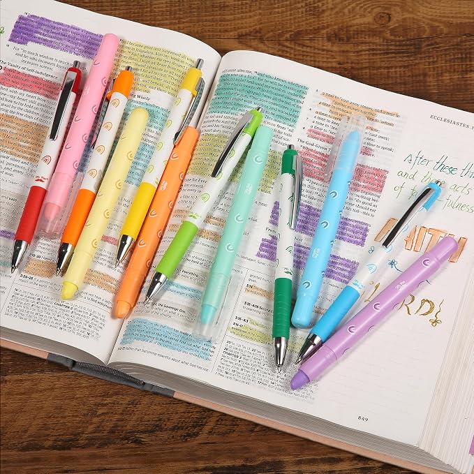 Mr. Pen- Bible Highlighters and Pens No Bleed, 12 Pack | Colorful Ink Pens for Highlighting, Bullet Journaling, Note-Taking, Summarizing, Bible Study, Planning, School and Office Use
