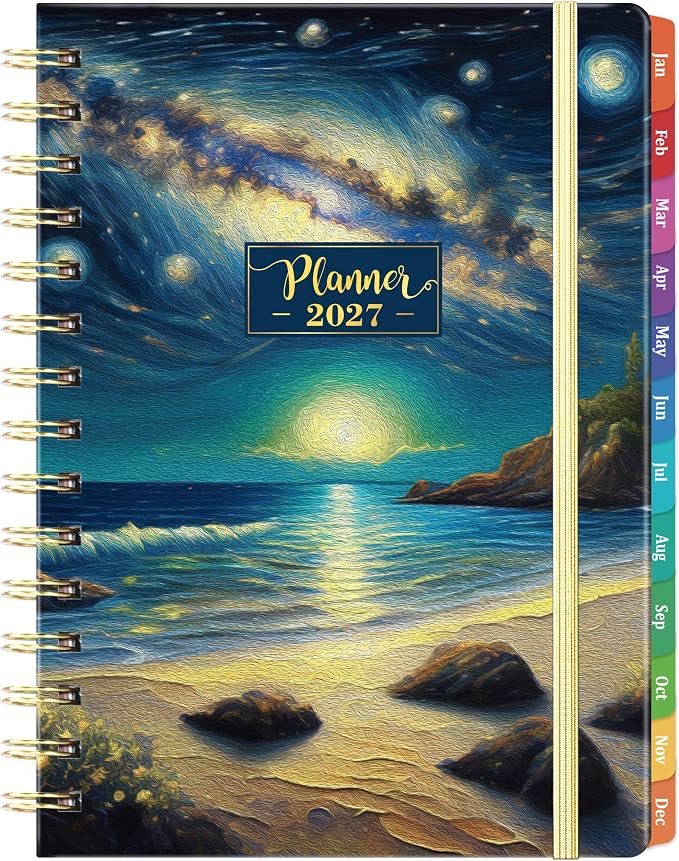 2027 Planner - JAN.2027 - DEC.2027, 8.4" x 6.3", 2027 Calendar Planner | Planner 2027, 2027 Planner Weekly and Monthly with Inspiring Quotes, Tabs, Pocket, Hardcover, Perfect for School Office Home